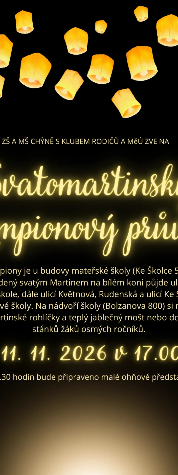 Leták: Lampionový průvod 11. 11. 2026 v 17:00 hodin